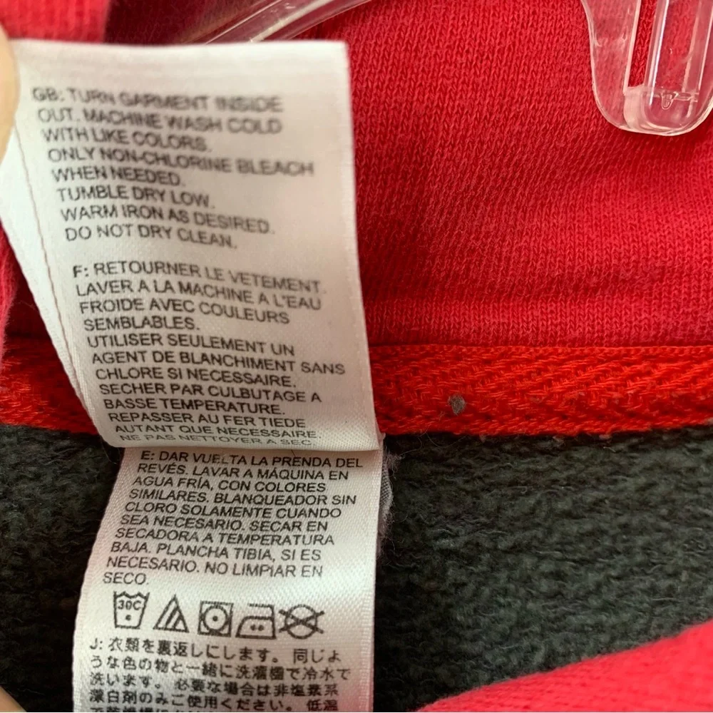 North Face Hoodie Mens Large Gray Red Pullover Kangaroo Pocket